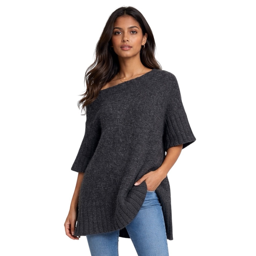 Jarbo Asymmetrical Alpaca Wool Sweater Luxurious Scandinavian Minimalist Medium